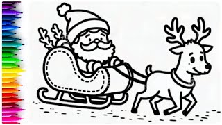 Easy Drawings for Kids: Santa's Sleigh & Reindeer Christmas Drawings & Coloring for Children