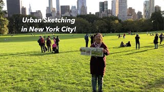 Urban Sketch at New York City Central Park 🎨 Ink and Watercolors Tutorial