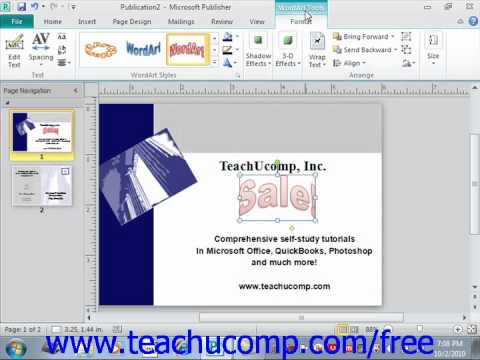 Publisher 2010 Tutorial Inserting WordArt Microsoft Training Lesson 3.9 Publisher 2010 Tutorial Inserting WordArt Microsoft Training Lesson 3.9