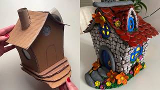 Miniature Fairy House with Light – DIY Cardboard and Clay Project