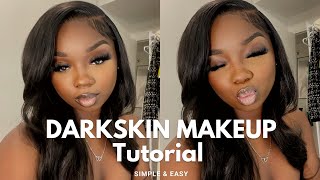 DARK SKIN MAKEUP TUTORIAL FOR BEGINNERS | STEP BY STEP | SIMPLE & EASY TO FOLLOW | NEW 2022