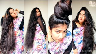 MsRapunzel | New Indian Rapunzel flaunts her voluminous hip length hair in saree