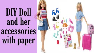 how to make doll and her accessories | how to make doll with paper | doll and accessories with paper