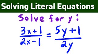 Solving Literal Equations - Algebra 1