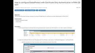 Palo Alto Networks - Global Protect 'Certificate Only' Authentication