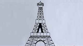 how to draw eiffel tower step by step - drawing for kids