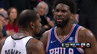 The 76ers crowd goes berserk as Joel Embiid and Kevin Durant get into it in Q1 | NBA on ESPN
