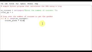 python program to calculate a simple Grade Average Point