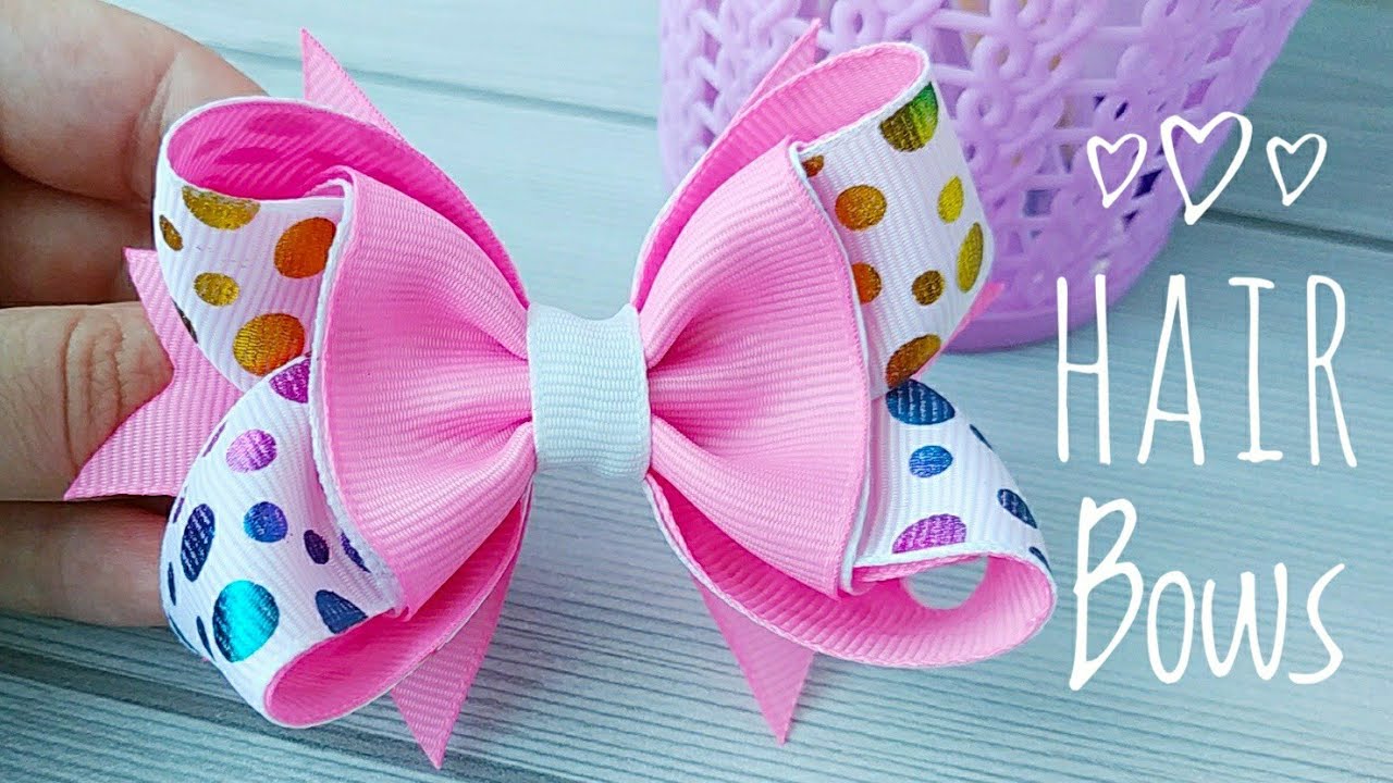 Hair Bow Tutorial / Bow Out Of Ribbon / How To Make Bows With Ribbon ...