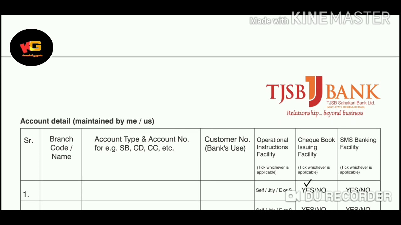 How To Fill TJSB Bank Sms Banking \ Cheque Book Issuing Application ...