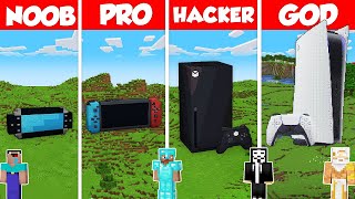 GAME CONSOLE TNT HOUSE BUILD CHALLENGE - Minecraft Battle: NOOB vs PRO vs HACKER vs GOD / Animation