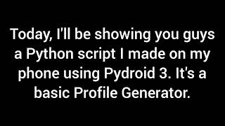 Simple Profile Generator Script in Python - Python Tutorial