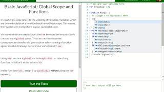 Basic JavaScript Global Scope and Functions free code camp Dani
