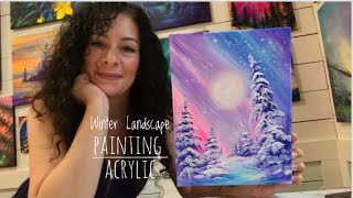 ACRYLIC LANDSCAPE PAINTING / STEP BY STEP WINTER PAINTING