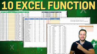 Top 10 Most Important Excel Functions Formulas | Free File | Vlookup, Xlookup, IF, Large...