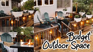 DIY Budget Porch Decor Outdoor Patio Decorate With Me | Cheap Deck Ideas | Adaline Zook