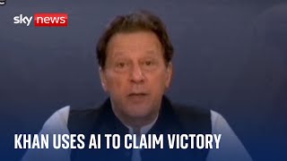 Pakistan: Jailed Imran Khan uses AI video to claim victory in election - after rival says he's won