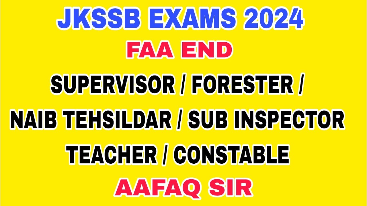 JKSSB FAA EXAM END - MOTIVATION - UPCOMMING EXAMS 2024 - SUPEVISOR ...