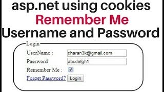 login page Remember me username and password cookies save asp.net c#