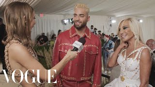 Donatella Versace & Maluma on Their Bedazzled Met Outfits | Met Gala 2021 With Emma Chamberlain