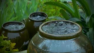 Soothing rain sounds in hitting clay jars with distant thunder. Great for relaxing and deep sleep.
