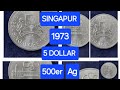 5 Dollar Singapur 1973 Silber #coin #money #hobby #fun #mino60art #singapore #vintage #silver #old