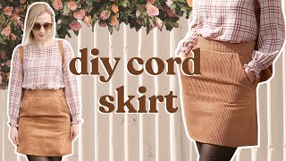 How To Make A Cord Skirt With Pockets! | DIY Cord Mini Skirt