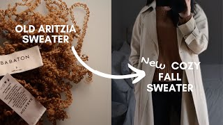 Unravelling An Old Aritzia Sweater To Knit A Cozy Fall Sweater (Knit Timelapse)