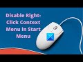 Disable Right-Click Context Menu in Start Menu of Windows