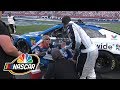 Bubba Wallace throws water in Alex Bowman's face after Charlotte Roval | Motorsports on NBC