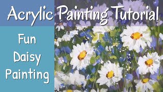 Step By Step Daisy Field Acrylic Painting Tutorial For Beginners