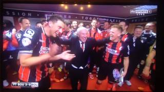AFC Bournemouth vs Bolton 3 - 0  270415. HILARIOUS team & chairman celebrate Premiership.