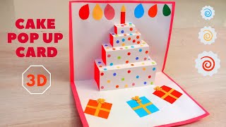 DIY Easy 3D Cake Pop Up Card | How to make Pop up Birthday Cards