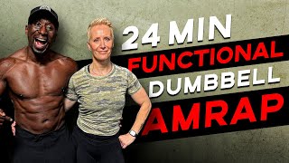 24 Minute Total Body Functional Dumbbell Workout | AMRAP HIIT Circuit