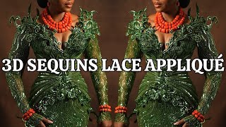 HOW TO MAKE 3D LACE APPLIQUÉ FROM LACE FABRIC + SPIRAL BEADING PATTERN FOR LUXURY OUTFITS | TUTORIAL