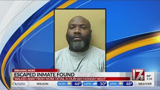 Escaped inmate captured in Durham