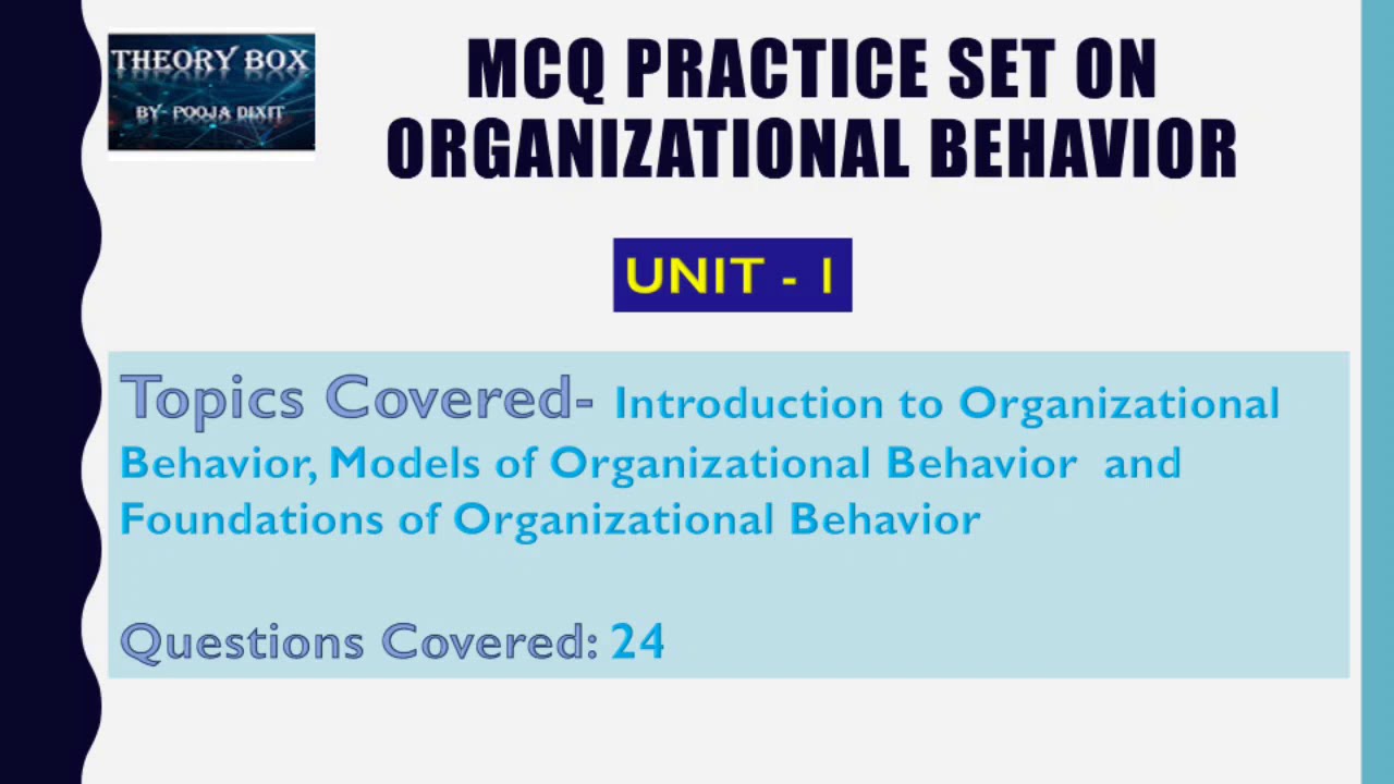 MCQ #Organisational Behaviour# Unit 1 #Introduction#Models# ...