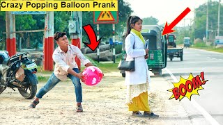 Crazy Popping Balloon Prank on cute Girl | Popping Balloons with Public Reaction | By - ComicaL TV