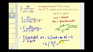 Integración que implica la sustitución trigonométrica Parte 4