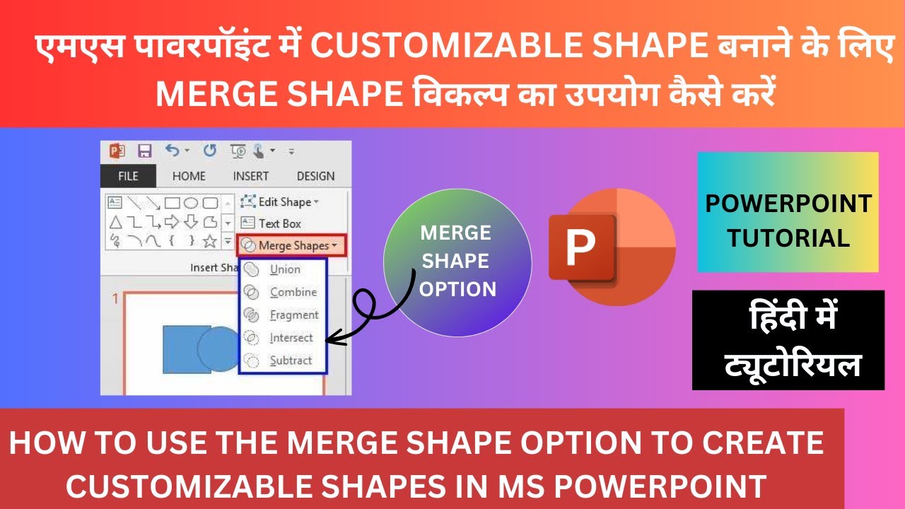 How To Use Merge Shape Option In Ms Powerpoint Youtube