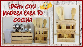 2 IDEAS CON MADERA PARA TU COCINA - Manualidades con retazos de madera - Crafts with pieces of wood