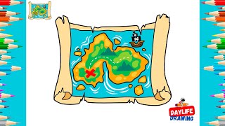 How to Draw a Pirate Treasure Map | Pirate Stuff Drawing