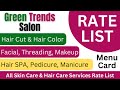 Green Trends Salon Price List 2024 | Menu Rate Card