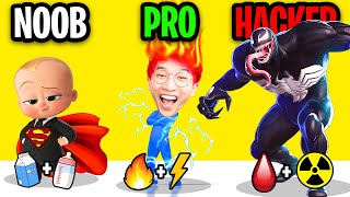 NOOB vs PRO vs HACKER In HEROES INC!? (ALL LEVELS!)