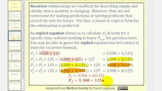 Linear Growth: Recursive and Explicit Equations Part 1