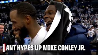 Anthony Edwards hugs & hypes up Mike Conley Jr. after big Game 2 vs. Suns | NBA on ESPN