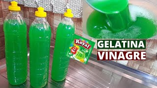 MULTIPLIQUE SEU DETERGENTE COM GELATINA E VINAGRE -  DESENGORDURANTE E POTENTE