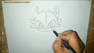How to draw Toothless from How to train your dragon / Cara menggambar Toothless dengan mudah