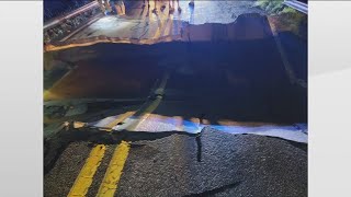 Road buckles from storms, flooding in Upson County