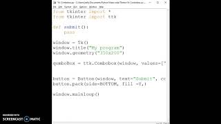 17. Tkinter: Combo Box